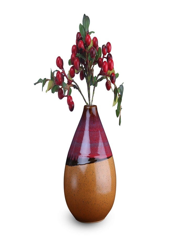 كافيين مزهرية زهور بيضاوية الشكل مصنوعة يدوياً من السيراميك بلون الخردل والأحمر من Caffeine Studio (قطعة واحدة) - Image 2